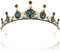 Couronne Dames Accessoires de Cheveux de Mariée Strass Princesse Couronne Vert Rétro Magnifique Couronne Peigne à Cheveux pour Exquis Banquet Mariage Fête D'Anniversaire