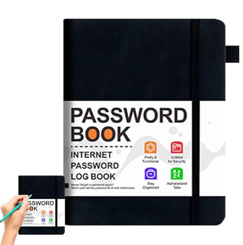 Passwort-Adressbuch, Passwortbuch - Computer-Passwort-Organizer-Buch mit alphabetischen Tabs | Pocket-Adressprotokoll-Notizbuch für Kontodetails, Website-Anmeldungen und wichtige Kontakte
