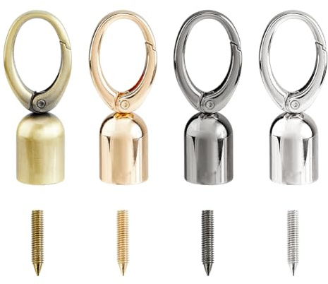 Hobbspring 4 Stück Endkappen Set 4 Farben für Ledertaschen mit Schrauben Endkappen mit Schnapphaken für Quasten Taschen DIY Handwerk Schmuckherstellung