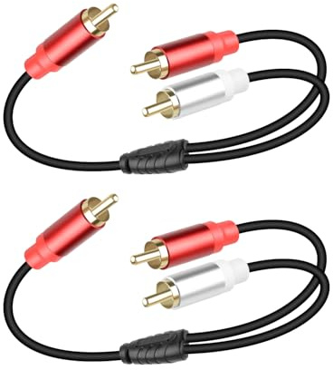YANBORONSN Cable divisor RCA Y, cable Y RCA 1 macho a 2 macho, adecuado para televisores, reproductores de DVD/Blu-ray, amplificadores y otros dispositivos de 30cm (2 Pack)