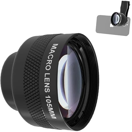 Veedzoens 105mm Macro Lens for iPhone Android Smartphone, Compatible with SmallRig NEEWER Phone Cage, with 17mm Thread Universal Phone Lens Clip and Black Portable Bag