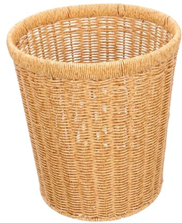 ABOOFAN Cesta De Ratán Sintético Tejida Cesta De Almacenamiento Para Sala De Estar Tamaño Mediano Material Plástico Duradero Diseño Imitación Ratán Multiusos Hogar Color Marrón