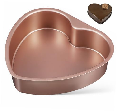 Hemobllo Stampo Per Torta Cuore in Alluminio Con Base Rimovibile Design Rinforzato Per Dolci Brownies e Mousse Teglia Riutilizzabile Forma Cuore Per Preparazioni Di Pasticceria