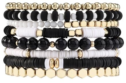 MILAKOO 6 PièCes Bracelets D'Amitié Perles en Bois éTirer Or Distance Bracelet pour les Femmes Hommes MéDitation PrièRe Perles