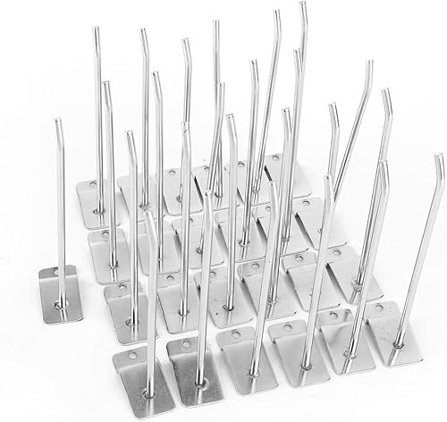 Risegun Spellväggskrokar, 25-pack 15 cm (6 tum) metall – 3 kg lastkapacitet enkelstift displaykrokar för stormarknad, detaljhandel, garagehylla, silverkrompläterad