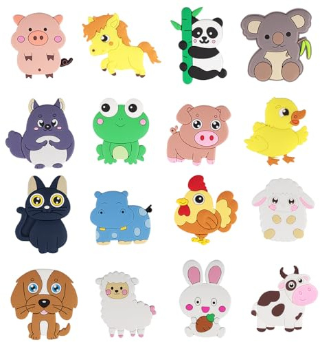 16 stycken kylskåpsmagneter för barn – zoomagneter, barn, gummimagneter, kylskåp, djurfigurer, magneter, rolig magnetisk leksak, babypresent för pojkar och flickor från 1 år, magnetiskt djurset