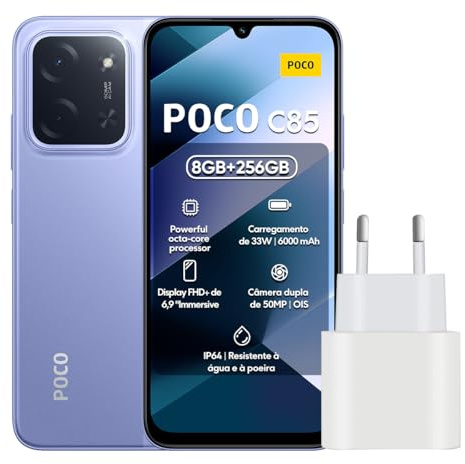 XIAOMI POCO C85 4G Smartphone 8GB+256GB, Massive 6000mAH Battery, 120Hz 6.9 Display, Stylish Design, 50MP AI Dual Camera, 33W Fast Charging Purple (2 Years Warranty+No In-box Charger)