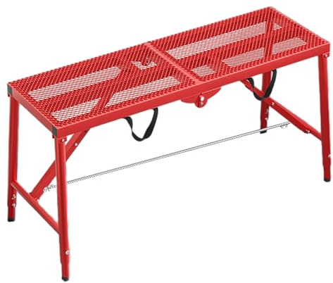 Generico Scala Pieghevole per ponteggi da 4-6 Piedi, Piattaforma Mobile Regolabile con Design Antiscivolo per Uso Edile e Domestico su Terreni Irregolari (Rosso, 180x30 cm)