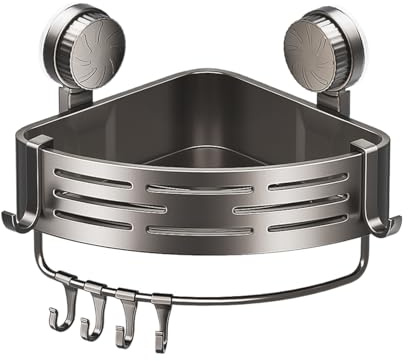 Suction Cup Shower Shelf - Suction Cup Triangle Shower Storage Rack | Organizer Space Saving for Toilet Bathtub Sink Kitchen Bathroom Restroom Dorm Laundry Room Shampoo Apartment