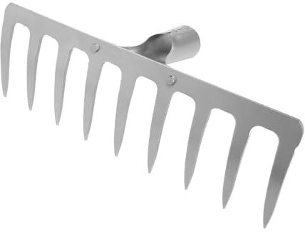 Sewroro Rastrillo de Jardín de Hierro Engrosado de 9 Dientes sin Mango Herramienta Agrícola Resistente para Arar Césped Limpieza de Hojas y Uso en Patio Exterior Implemento Duradero