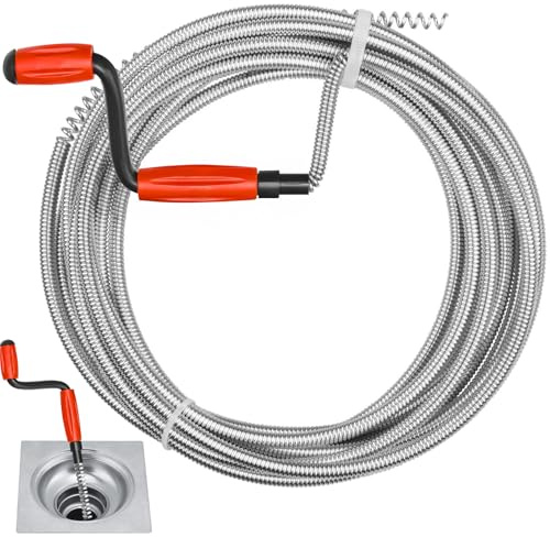 BBLTIFF Desatascador wc 5m × 6mm, Alambre Desatascador Tuberias Profesional con Manivela Desatascador Fregadero, Cable Desatascador Tuberías para Fregaderos de Cocina y Desagües de Inodoros Obstruidos
