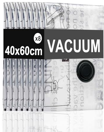 Sacchetti Sottovuoto Vestiti,8 Pezzi Buste Sottovuoto Vestiti 60x40cm,Vacuum Bags,Sacchetti Sotto Vuoto da Viaggio,Sacchi Salvaspazio Valigia,Porta Camicie da Viaggio Richiudibili