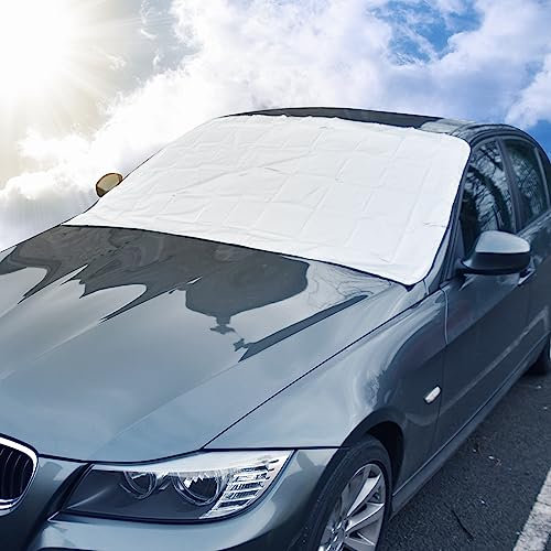 ASAB Magnetic Car Windscreen Cover with Pouch Universal Anti Frost Windshield Protector Anti Frost Shield Freeze Ice Snow and Bird Poo Protection Car Windshield Snow Cover (162 x 96cm)