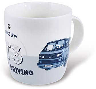 BRISA VW Collection - Volkswagen Combi Bus T3 Camper Van Mug de Café en porcelaine (New Bone China), Tasse à Thé, Grand gobelet pour la Cuisine, Atelier, Camping/Cadeau/Souvenir (Keep Driving/Bleu)