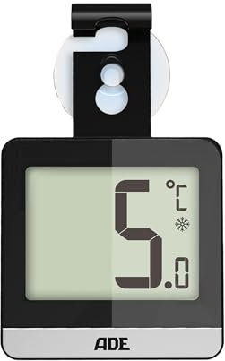 ADE Digitales Kühlschrankthermometer | Thermometer für Gefrierschrank und Kühlschrank magnetisch | Großes Display -20°C bis 60°C | Schwarz