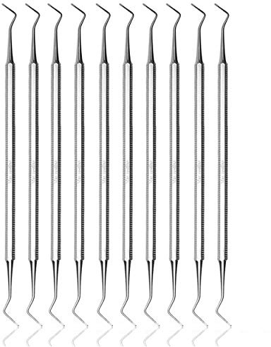 May - Lot de 10 repousse-cuticules - Repousse-cuticules et cure-ongles - Outil de pliage des ongles - Exavateur pour manucure et soin des pieds - Acier inoxydable