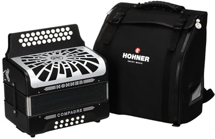 Hohner Compadre FBbEb Musica Tipica Series Accordion (Black) - 12 Basses, 62 Notes, Standard Straps with Gig Bag