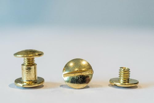 Q-tools® Buchschrauben 5mm gold | 20 Stück | Knopfnieten 5mm / Ledernietenset/Gürtelschrauben |Ziernieten, Schraubnieten | Verbindungsschrauben für Westerntrense, Messergriff