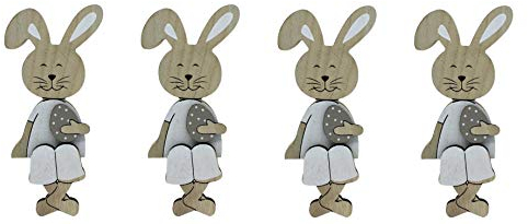 DARO DEKO Holz Hase mit Osterei - Kantenhocker 8 x 18cm 4 Stück