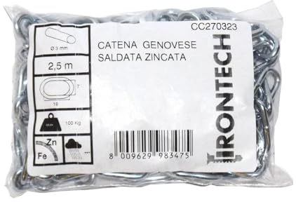 Vorgeschnittene Kette aus verzinktem Stahl, Durchmesser 3 mm.