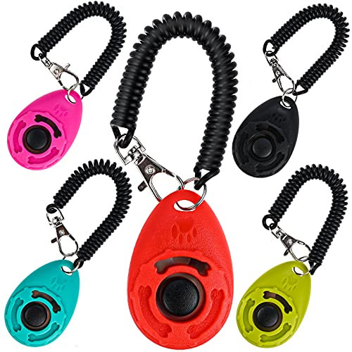 Faburo Profi Hunde Clicker, 5PCS Profi Clicker Clicker Hunde Hunde Clicker Klickertraining Set mit Sprialband Clickertraining für Hunde Katzen Pferde