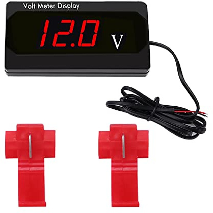 YIXISI DC 12V Waterproof Car Voltmeter with LED Digital Display, Voltage Tester Gauge Meter with Terminals for Boat Marine Vehicle Motorcycle Truck ATV UTV Car, Red LED