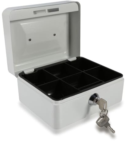 Joyzan Mini Safe Box, Steel Petty Lockable Storage Box Case with Key Handle Lock Hidden Diversion Portable Security Devices Small Lockable Box for Bankcard Jewelry Pictures Home Office Travel