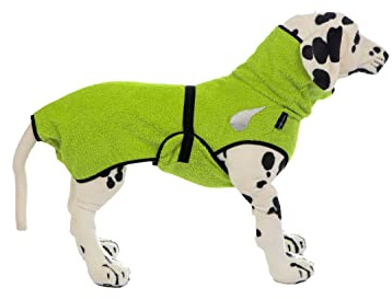 drop-tex Hundebademantel -Hellgrün - Rückenlänge 25cm - 90cm auswählbar - 100% Handmade - 100% Baumwolle (Walkfrottier)