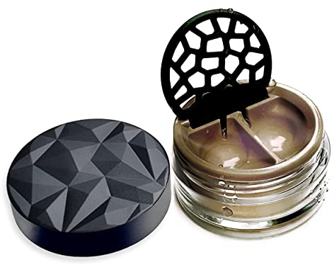 Lensbix Geometrisk kontaktlinsbehållare. Vuxentillbehör med futuristisk 3D-lockdesign. Den eleganta presenten för alla som gillar att bära linser. (No20 brons)