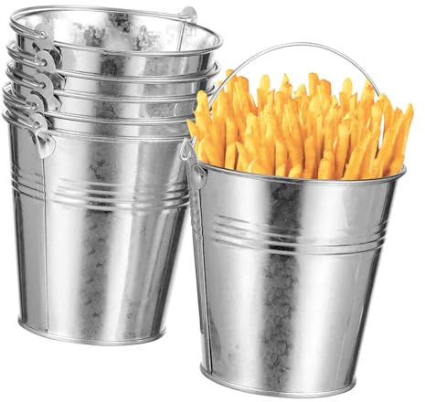 DOITOOL 6 Pièces Petits Seaux Galvanisés Mini Seaux en Étain Seaux à Glace Miniatures en Métal Pots de Fleurs en Fer Contenants de Collation Rustiques Porte-Fleurs pour Jardinières de