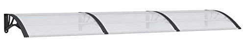 Tidyard Auvent de Porte Marquise de Porte d'entrée Abri Protection en Polycarbonate Noir et Transparent 300x80 cm