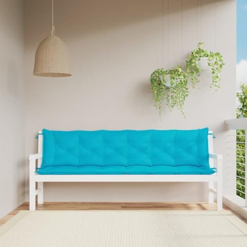 Annlera Gartenbank-Auflagen 2-TLG. Türkis 200x50x7 cm Stoff Gartenbank Auflage Bankauflage Outdoor Sitzbank Auflage Sitzauflage Bank Outdoor Gartenmöbel Auflagen Sitzbank Kissen