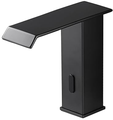 XJTNLB Waschtischarmatur Sensor Schwarz Wasserhahn Bad Wasserfall Wasserhahn mit Sensor Warm Kalt Waschbecken Armaturen,Niedrig