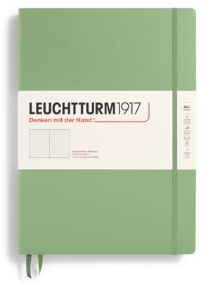 LEUCHTTURM1917 370260 Notizbuch Master Classic (A4+) Hardcover, 233 nummerierte Seiten, Salbei, dotted