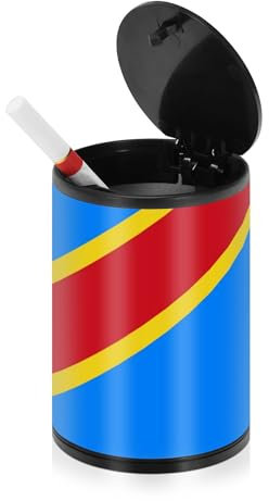 Kinshasa dekorativer Aschenbecher für Zigaretten mit Deckel, Edelstahl, tragbares Autozubehör, Aschenbecher mit Abdeckungen für Angeln, Reisen, Terrasse