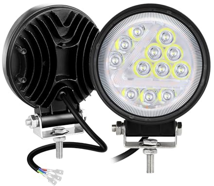 Willpower 2PCS 4 Zoll 36W Led Arbeitsscheinwerfer Bar 12V 24V Led Scheinwerfer Spotlights für Offroad Auto Traktor Boot 4x4 Zusatzscheinwerfer Rückfahrscheinwerfer, 3000K 6000K Zweifarbig, Rundes