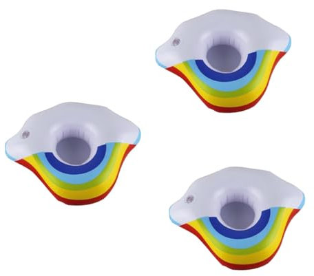 ifundom 12pcs Swimming Pool Inflatable Drink Serving Tray Seat Cup Holder Rainbow Cloud for Beach Pool Party Hot Tub