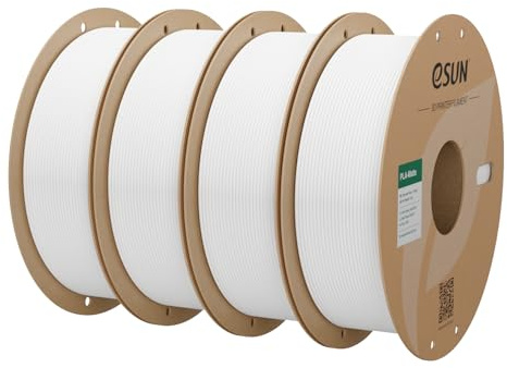 eSUN Uppgraderad Matt PLA Filament 1.75mm, Matt PLA 3D-skrivarfilament, 1KG per Spole, 4 Spolar 3D-tryckmaterial för 3D-skrivare, Mjölkig Vit