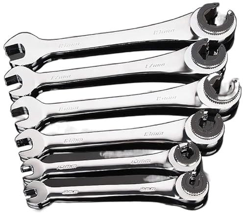 QIULKU Ratschenschlüssel,MaulschlüSsel 1Pc 8-19 mm Tubing Flex Head Ratschenschlüssel Set Tubing Ratchet Combo Wrench Gear Tube Wrench Auto Repair Oil Wrenches(12mm)