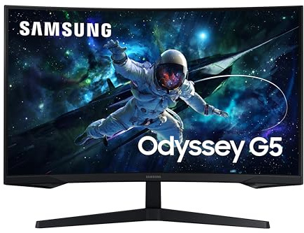 Samsung Ecran PC Odyssey G55C 32’’, 165Hz , 1ms, Dalle VA Incurvée 1000R, QHD 2500:1,HDR10, AMD FreeSync, Auto Source Switch +, DisplayPort, HDMI (Reacondicionado)