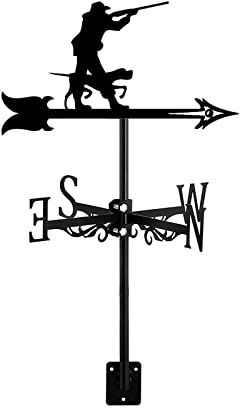 TIECHUINIUB Veleta de metal con diseño de animales y cazadores, indicador de dirección de acero inoxidable, montaje en techo, fácil de usar e instalar, estilo 1