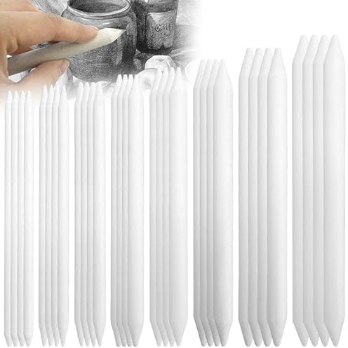 32 Stück Papierwischer für Bleistifte Zeichnen Set, 8 Verschieden Größen Blending Stümpfe Radiergummi Stift Skizze Zeichenwerkzeuge für Abwischen, Korrigieren, Kunst, Zeichnen, Künstler, Basteln