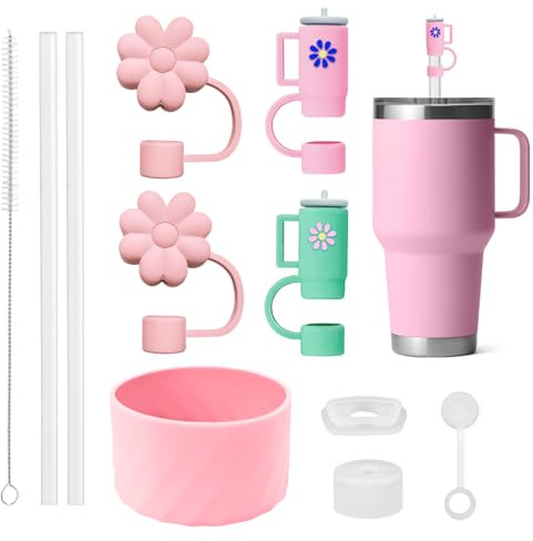 SKENGWEL Stanley Cup Accessories, 6 Leak-Proof Silicone Plugs, 1 Straw Cover, 2 Transparent Pipettes, 1 Straw Cleaning Brush, 1 Floor Protection, for Stanley Cup 1.2 L and 850 ml Cups