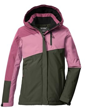 killtec Bambine e ragazze Giacca funzionale/giubbotto da esterno con cappuccio e paraneve KOW 218 GRLS JCKT, dunkeloliv, 164, 43503-000