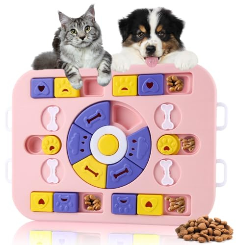 panemy Hundleksak, intelligens, långsam feeder, intelligensleksak för hundar, långsam feeder, hund, snuffelleksak, interaktiv, antibenskål-liten/medel/stora hundar, valpar och katter (rosa)