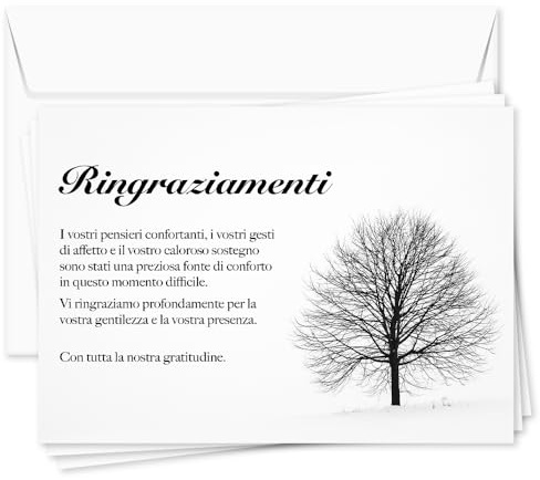 UTTSCHEID Lotto di 10 - Biglietti di ringraziamento - Lutto - Condoglianze - Decesso Funerali - Carte con Buste - Formato A6 (10,5 x 14,8 cm) - Albero d’Inverno