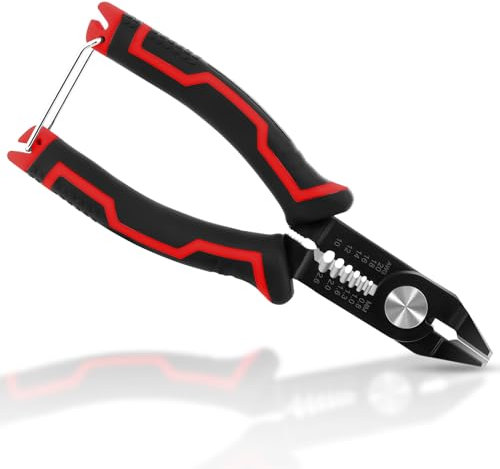 vsshe Abisolierzange und Schneidzange, 3-in-1-Abisolierwerkzeug für 10–20 AWG Litzen, Seitenschneider und Multifunktionales Handwerkzeug mit Versteckter Feder, Rutschfestem Griff, für Elektronik,DIY