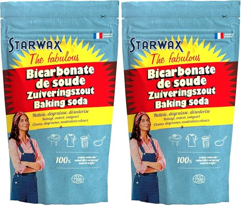 STARWAX THE FABULOUS - Bicarbonato di sodio per uso domestico - Pulisce, sgrassa, deodora e fa brillare tutta la casa - 100% di origine naturale - Prodotto in Francia - 1kg (Confezione da 2)