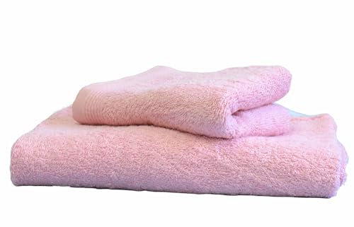 BIRIKKINA Set Asciugamano con Ospite 1 + 1 Asciugamani Bagno e Bidet - 100% cotone Extra Morbido (1, 420 GRAMMI 1 SET ROSA)