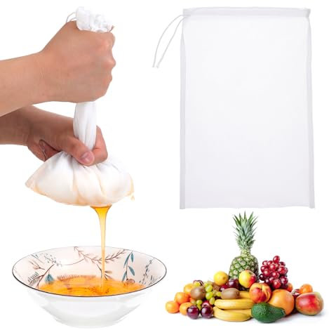 6Pack Nut Milk Bag, 12 x 8 Inch Reusable Nylon Cheese Cloth Bags Mesh Strainer Fine Nut Milk Bag Strainers Food Filter for Filtering Straining Fruit Juice Almond Cheese Coffee Tofu Yogurt Tea and Soup